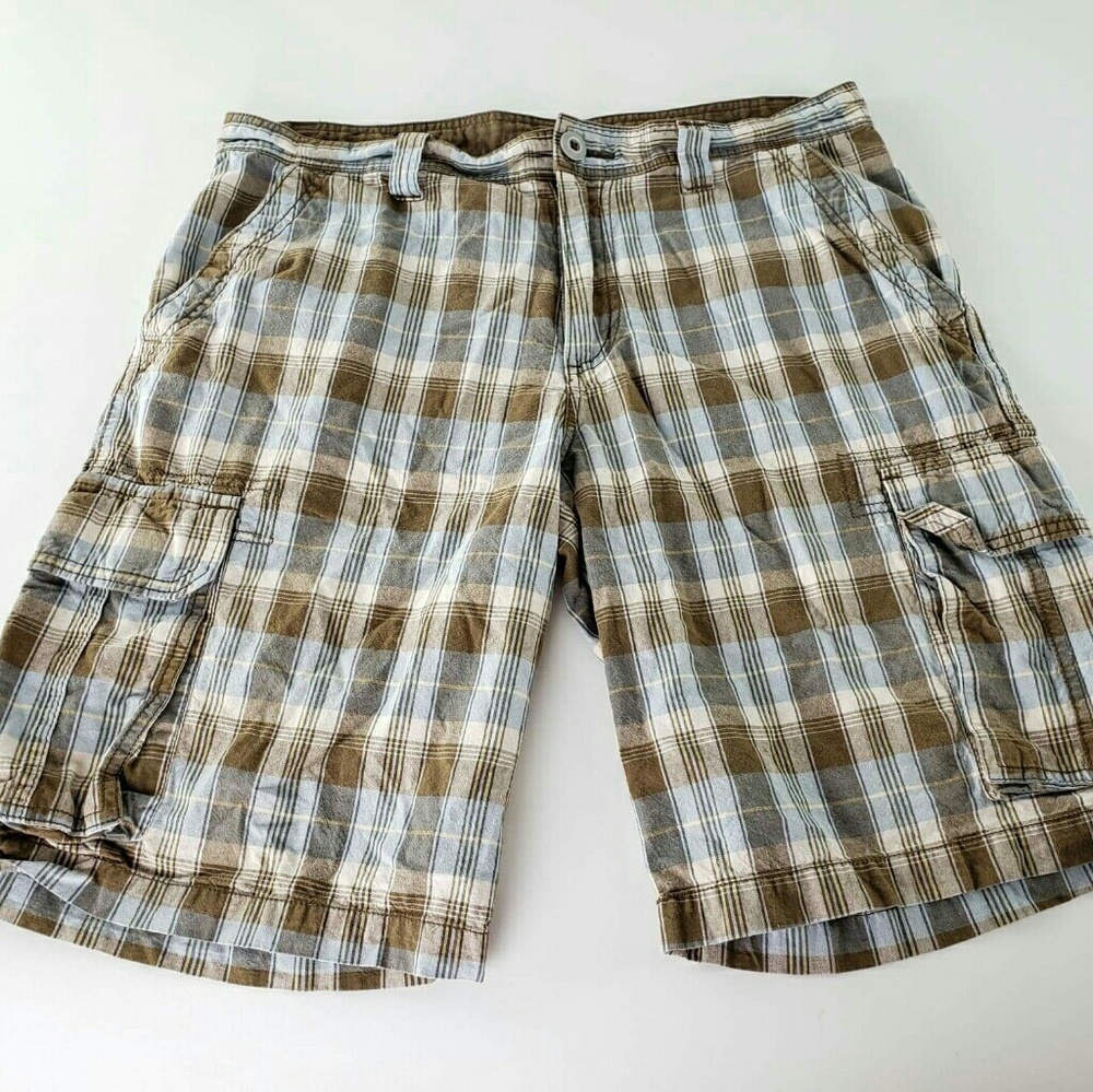 Carbon Plaid  Cargo Shorts.